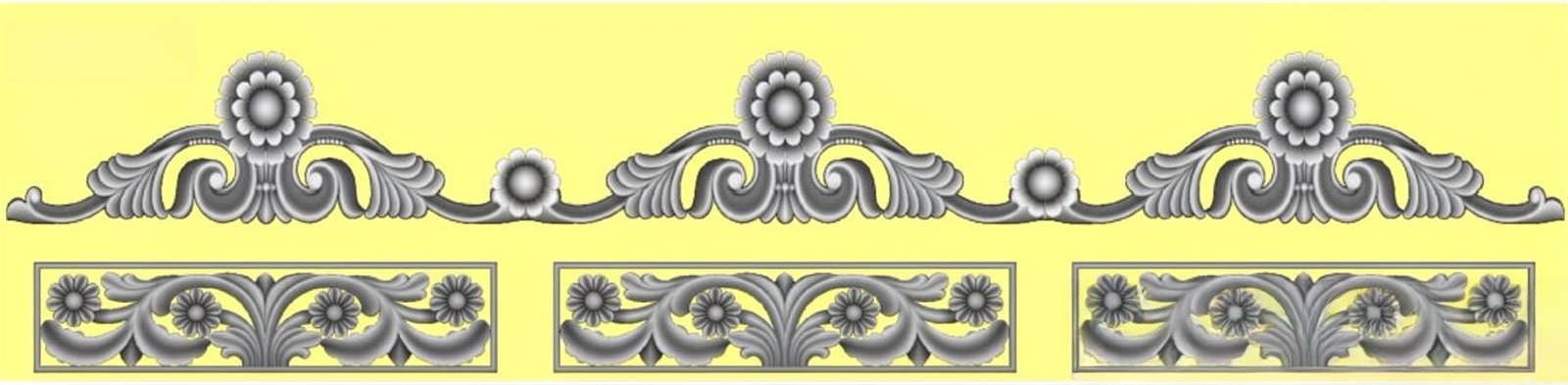 Mix - MIX-33 Ornamental Floral Border and Panel Relief Design